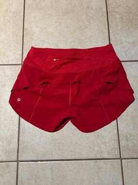 lululemon athletica Women’s Bright Red Athletic Shorts with Built-In Liner